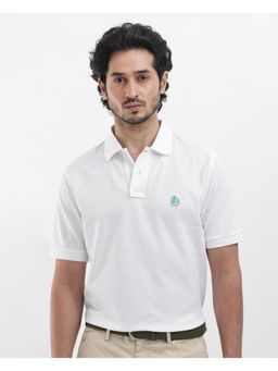 Rare Rabbit - Pareto White Solid Regular Fit Polo T-Shirt