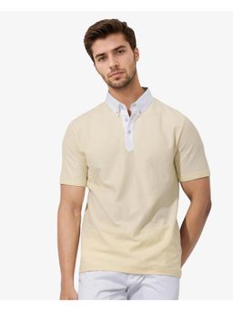 Rare Rabbit - Parma 2 Pastel Yellow Plain Regular Fit Polo T-Shirt