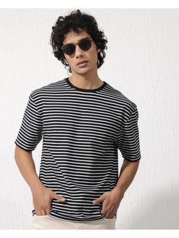 Rare Rabbit - Paskot Navy Blue Stripes Oversized Fit T-Shirt