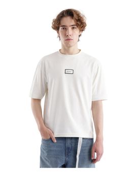 Rare Rabbit - Persus Off White Solid Print Boxy Fit T-Shirt
