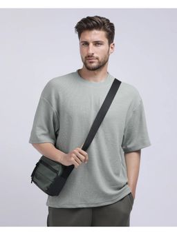 Rare Rabbit - Phix Dusky Green Textured Oversized Fit T-Shirt