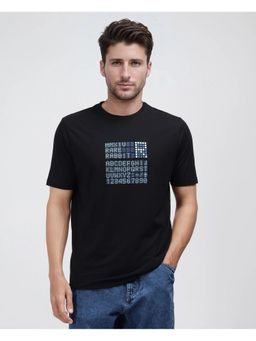 Rare Rabbit - Pol Black Graphic Print Regular Fit T-Shirt