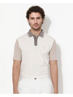 Rare Rabbit - Polf Off White Plain Regular Fit Polo T-Shirt