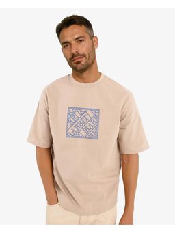 Rare Rabbit - Pree Beige Printed Regular Fit T-Shirt