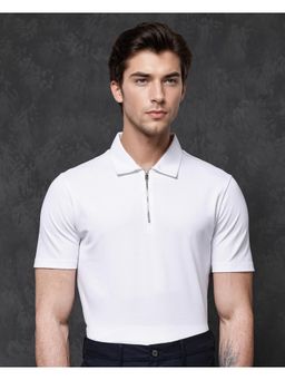 Rare Rabbit - Prin 1 White Plain Regular Fit Polo T-Shirt