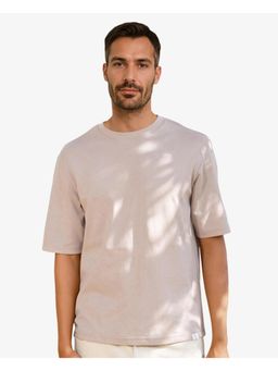 Rare Rabbit - Qlo Dusky Pink Plain Oversized Fit T-Shirt