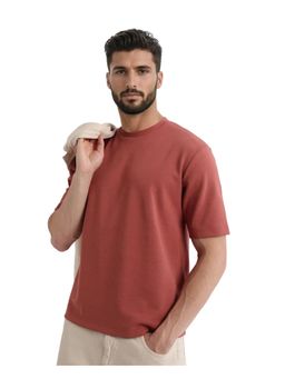 Rare Rabbit - Qlot Dusky Rust Plain Oversized Fit T-Shirt