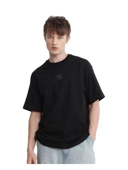 Rare Rabbit - Quate Black Plain Boxy Fit T-Shirt