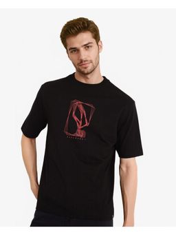 Rare Rabbit - Que Black Graphic Print Regular Fit T-Shirt