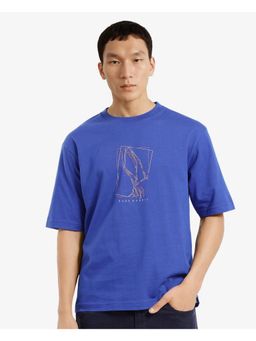 Rare Rabbit - Que Blue Graphic Print Regular Fit T-Shirt