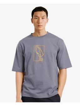 Rare Rabbit - Que Grey Graphic Print Regular Fit T-Shirt