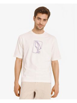 Rare Rabbit - Que Off White Graphic Print Regular Fit T-Shirt