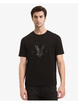 Rare Rabbit - Ranato Black Graphic Print Regular Fit T-Shirt