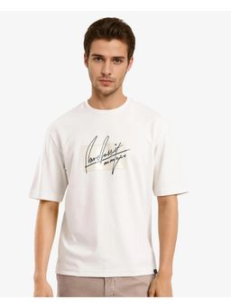 Rare Rabbit - Raydo Off White Graphic Print Boxy Fit T-Shirt