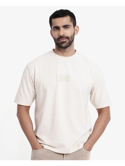 Rare Rabbit - Reborn-T Beige Graphic Print Oversized Fit T-Shirt