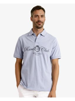 Rare Rabbit - Rem Light Blue Graphic Print Regular Fit Polo T-Shirt