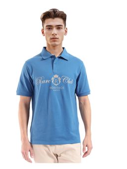 Rare Rabbit - Rem Blue Graphic Print Regular Fit Polo T-Shirt