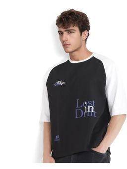 Rare Rabbit - Reva Black HD Print Oversized Fit T-Shirt