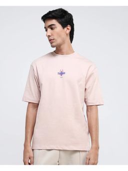 Rare Rabbit - Rigy Pastel Pink Graphic Print Oversized Fit T-Shirt
