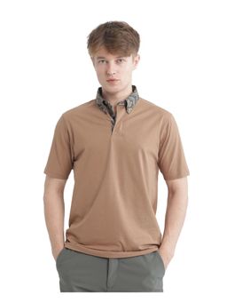 Rare Rabbit - Ringer 25 Dusky Beige Plain Regular Fit Polo T-Shirt