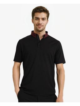Rare Rabbit - Ringer 2 Black Plain Regular Fit Polo T-Shirt