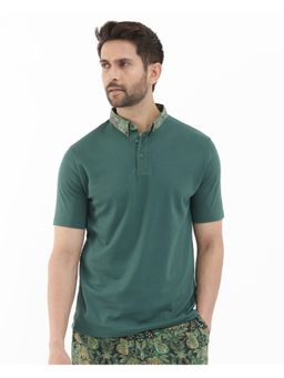Rare Rabbit - Ringer 2 Green Plain Regular Fit Polo T-Shirt