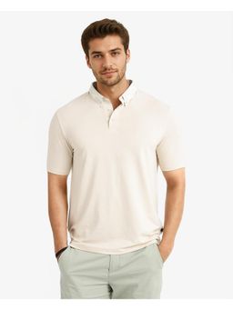 Rare Rabbit - Ringer 2 Off White Plain Regular Fit Polo T-Shirt