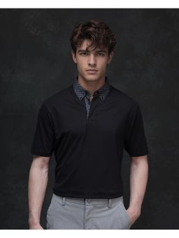 Rare Rabbit - Rinz Black Plain Regular Fit Polo T-Shirt