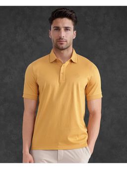 Rare Rabbit - Ripl Mustard Plain Regular Fit Polo T-Shirt