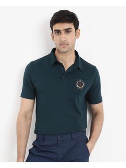Rare Rabbit - Ritz Dark Green Plain Regular Fit Polo T-Shirt