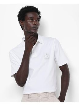 Rare Rabbit - Ritz White Plain Regular Fit Polo T-Shirt