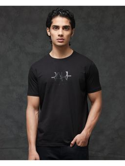 Rare Rabbit - Ronan Black Graphic Print Regular Fit T-Shirt