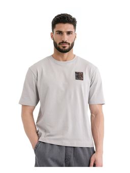 Rare Rabbit - Rugy Grey Graphic Print Qlo Fit T-Shirt