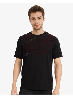 Rare Rabbit - Runi Black Typhography Print Regular Fit T-Shirt