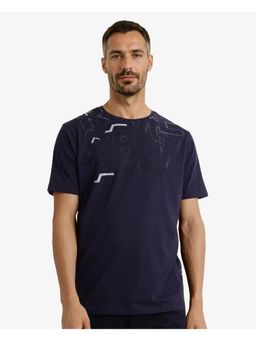 Rare Rabbit - Runi Navy Blue Typhography Print Regular Fit T-Shirt