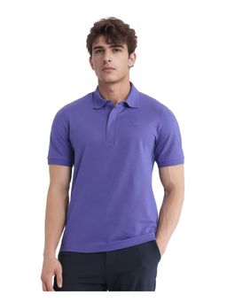 Rare Rabbit - Salis 25 Blue Plain Regular Fit Polo T-Shirt
