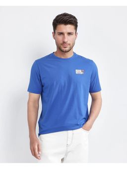 Rare Rabbit - Saw Pastel Blue Label Print Regular Fit T-Shirt