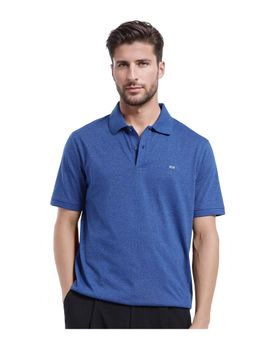 Rare Rabbit - Schop Navy Blue Plain Regular Fit Polo T-Shirt