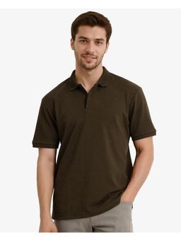 Rare Rabbit - Spec Olive Plain Oversized Fit Polo T-Shirt