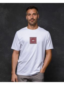 Rare Rabbit - Spectre White Graphic Print Regular Fit T-Shirt