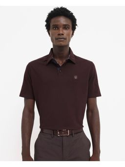 Rare Rabbit - Spencer Dark Maroon Plain Regular Fit Polo T-Shirt