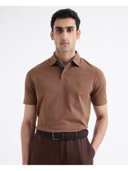 Rare Rabbit - Spencer Brown Plain Regular Fit Polo T-Shirt