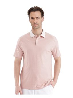 Rare Rabbit - State 1 Pastel Pink Jacquard Regular Fit Polo T-Shirt