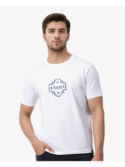 Rare Rabbit - Syrus White Graphic Print Regular Fit T-Shirt