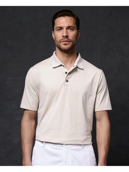 Rare Rabbit - Tang 1 Beige Plain Regular Fit Polo T-Shirt