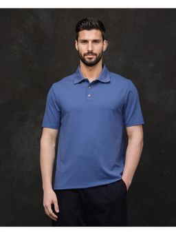 Rare Rabbit - Tang 25 Dusky Blue Plain Regular Fit Polo T-Shirt