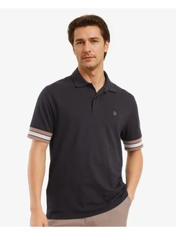 Rare Rabbit - Tao Black Plain Regular Fit Polo T-Shirt