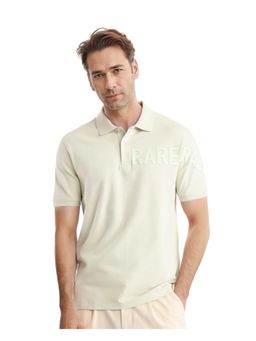 Rare Rabbit - Taro Dusky Green Graphic Print Regular Fit Polo T-Shirt