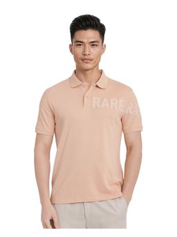 Rare Rabbit - Taro Peach Graphic Print Regular Fit Polo T-Shirt