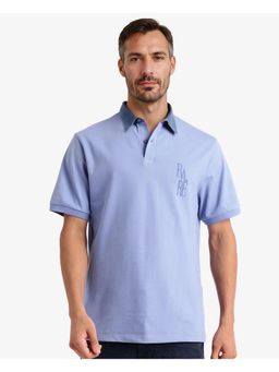 Rare Rabbit - Tem Blue Colorblock Regular Fit Polo T-Shirt